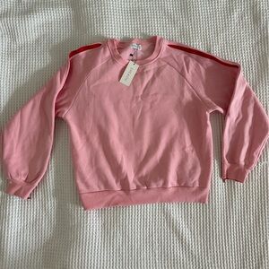 SHEKOU Pink Sweatshirt with Red Zipper Detailing